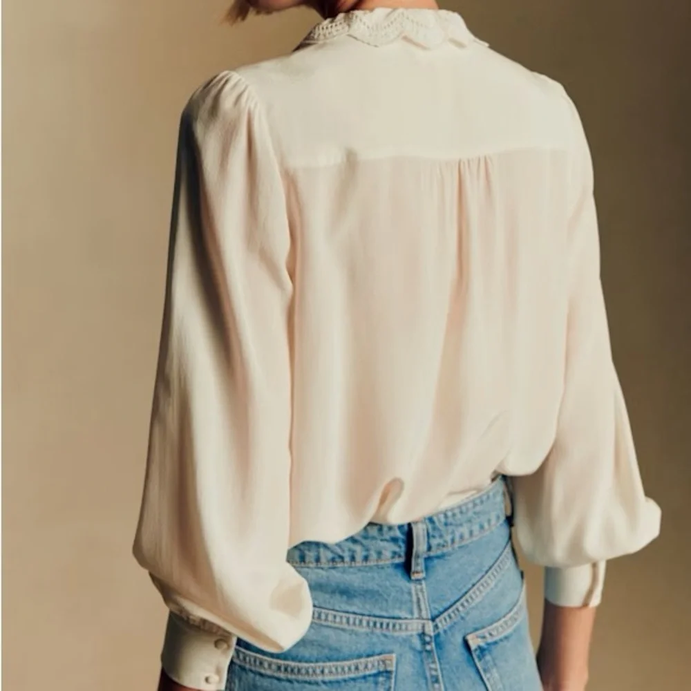 NWT Sézane Chlo Silk Button-Down Blouse - Picture 3 of 6